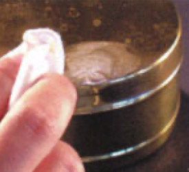 Simichrome step 2: rub gently in small circles